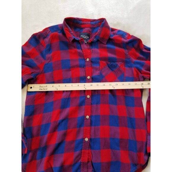 AMERICAN EAGLE Plaid Boyfriend Women's Large Shirt Lumberjack Shacket Jacket - Picture 4 of 8
